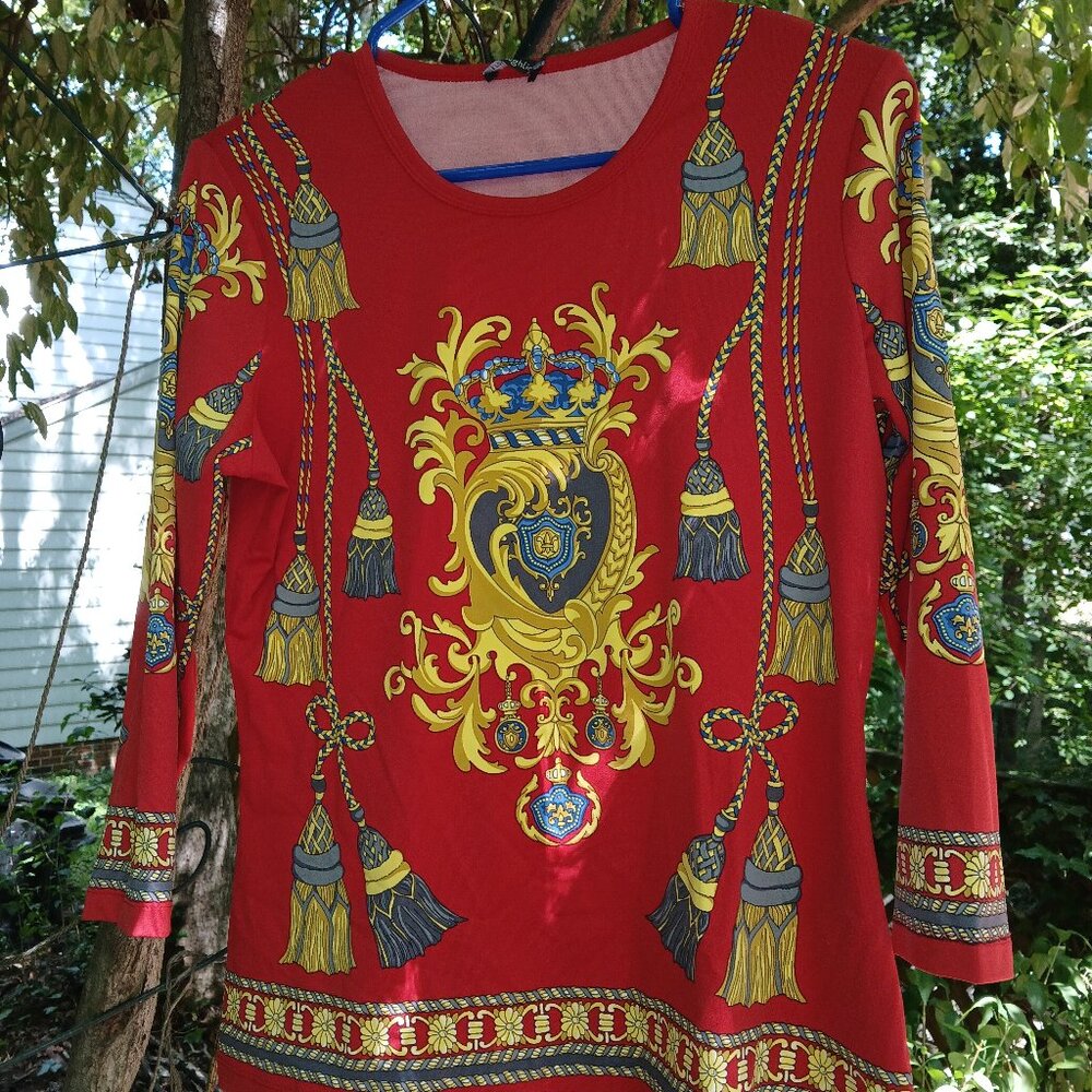 J McLaughlin Red Gold Eastburry Equestrian Top Catalina Cloth sz M